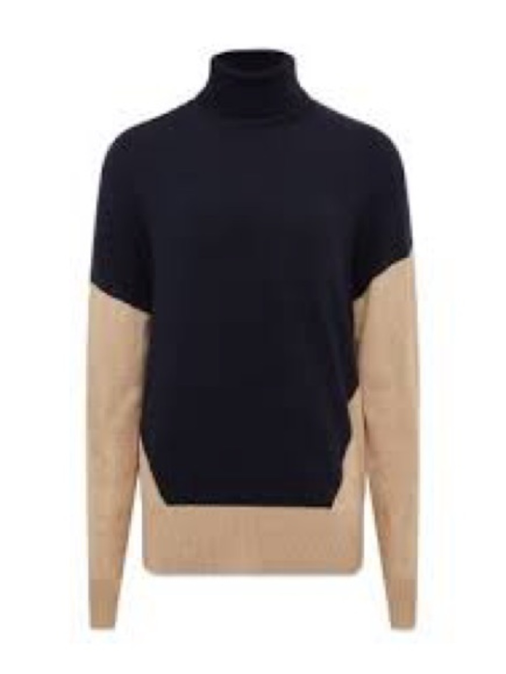 Reiss Navy and Beige Colorblock Turtleneck Sweater
